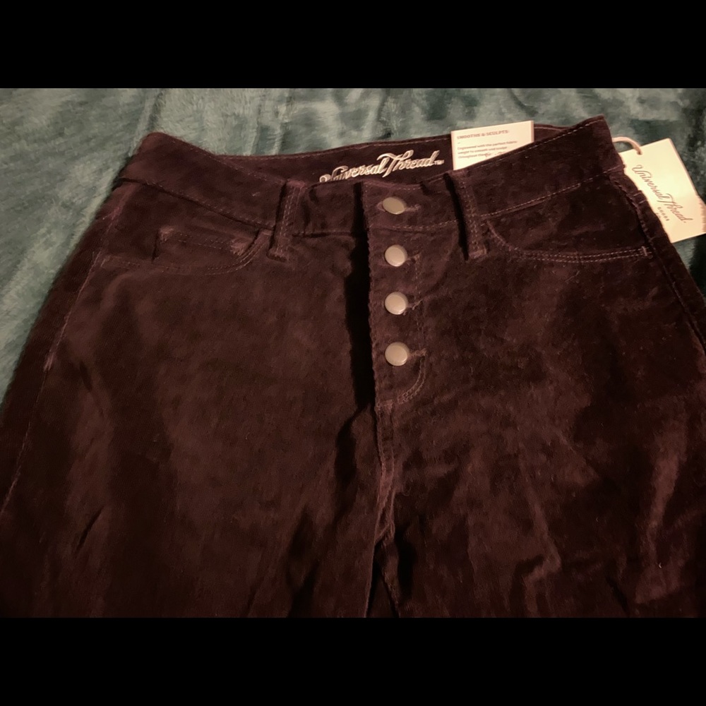 *NEW W/TAGS* Dark Burgundy Corduroy Pants - Picture 3 of 5